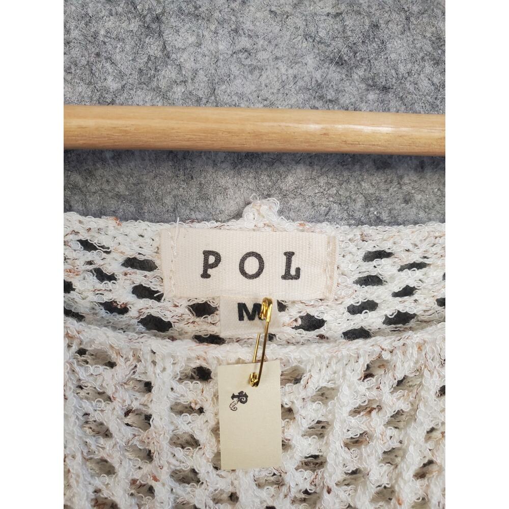 Women's POL Size Medium Cream Open Knit Boho Sweater Beach Coverup - Picture 5 of 7